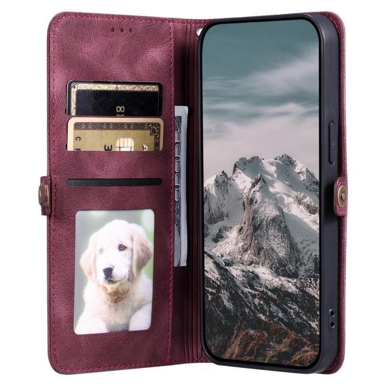 For iPhone 16e Skin Feel Totem Embossed Leather Phone Case(Wine Red) - free shipping - PMC TechLife - Order now!