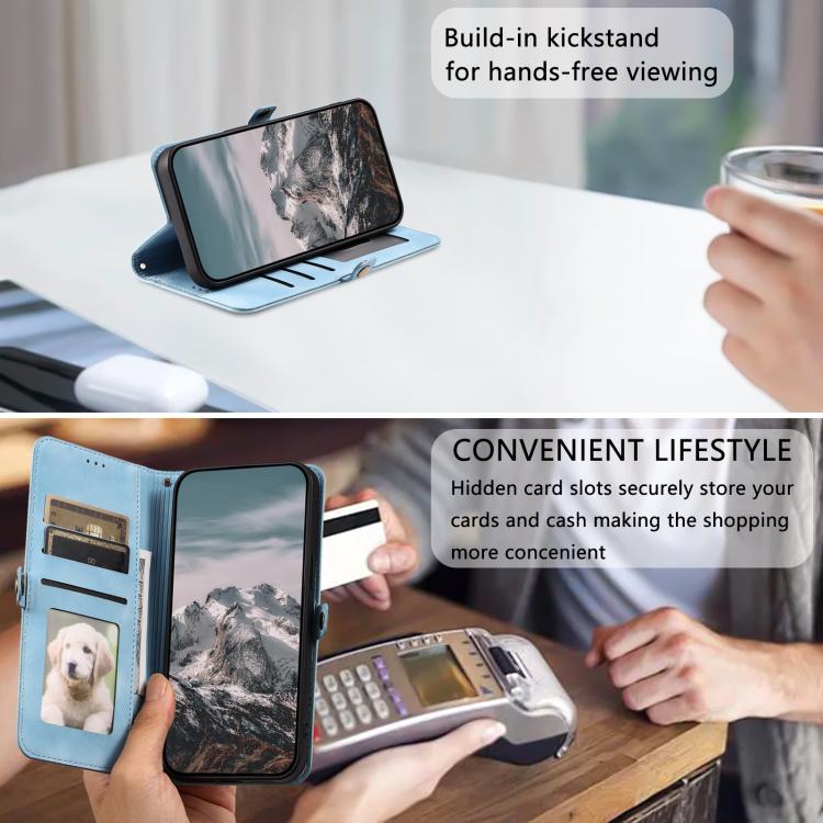 For iPhone 16e Skin Feel Totem Embossed Leather Phone Case(Blue) - iPhone 16e Cases by PMC TechLife | Online Shopping South Africa | PMC TechLife | Buy Now Pay Later Mobicred