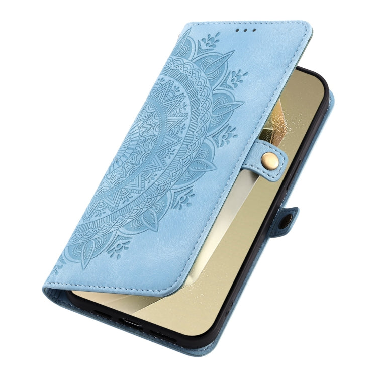 For Samsung Galaxy S25+ 5G Skin Feel Totem Embossed Leather Phone Case(Blue) - Galaxy S25+ 5G Cases by PMC Jewellery | Online Shopping South Africa | PMC Jewellery | Buy Now Pay Later Mobicred