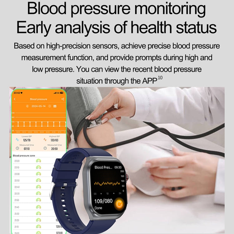 ET585 2.04 inch Silicone Strap IP68 Waterproof Smart Watch, Support ECG / Blood Composition Measurement(Blue) - Smart Watches by PMC Jewellery | Online Shopping South Africa | PMC Jewellery | Buy Now Pay Later Mobicred