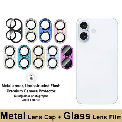 For iPhone 16 / 16 Plus IMAK Metal Armor Premium Camera Protector Film(Light Blue) - iPhone 16 Tempered Glass by imak | Online Shopping South Africa | PMC Jewellery | Buy Now Pay Later Mobicred