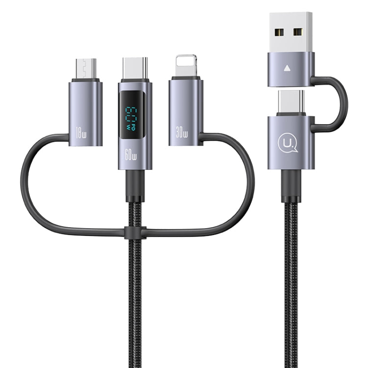 USAMS 60W 6 in 1 Digital Display Fast Charging Cable, Length:2m(Titanium Gray) - Multifunction Cable by USAMS | Online Shopping South Africa | PMC Jewellery | Buy Now Pay Later Mobicred