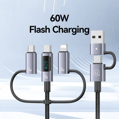 USAMS 60W 6 in 1 Digital Display Fast Charging Cable, Length:1.2m(Titanium Gray) - Multifunction Cable by USAMS | Online Shopping South Africa | PMC Jewellery | Buy Now Pay Later Mobicred