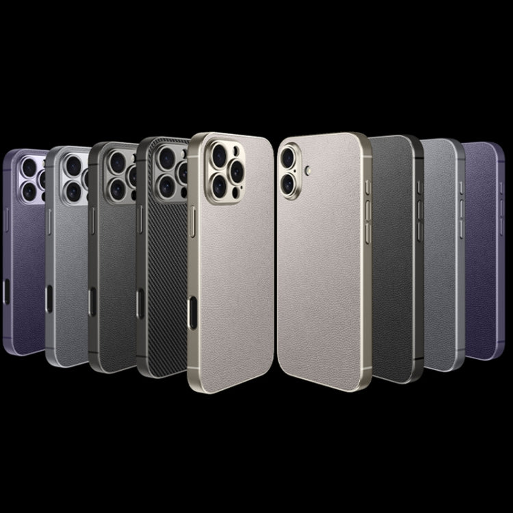 For iPhone 16 GKK Metal Paint Skin Feel Leather Full Coverage Phone Case(Carbon Fibre) - iPhone 16 Cases by GKK | Online Shopping South Africa | PMC Jewellery | Buy Now Pay Later Mobicred