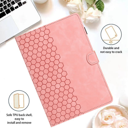 For Samsung Galaxy Tab S9 / S9 FE Honeycomb Embossed Leather Smart Tablet Case(Pink) - Galaxy Tab S9 Cases by PMC Jewellery | Online Shopping South Africa | PMC Jewellery | Buy Now Pay Later Mobicred