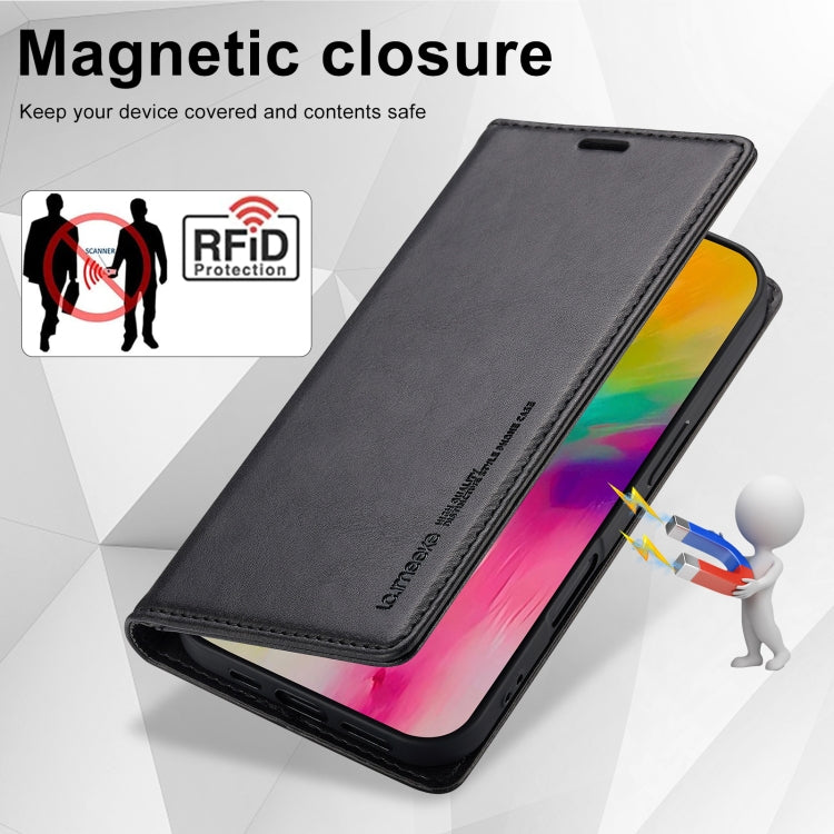 For iPhone 16 Plus LC.IMEEKE RFID Anti-theft Leather Phone Case(Black) - iPhone 16 Plus Cases by LC.IMEEKE | Online Shopping South Africa | PMC Jewellery | Buy Now Pay Later Mobicred