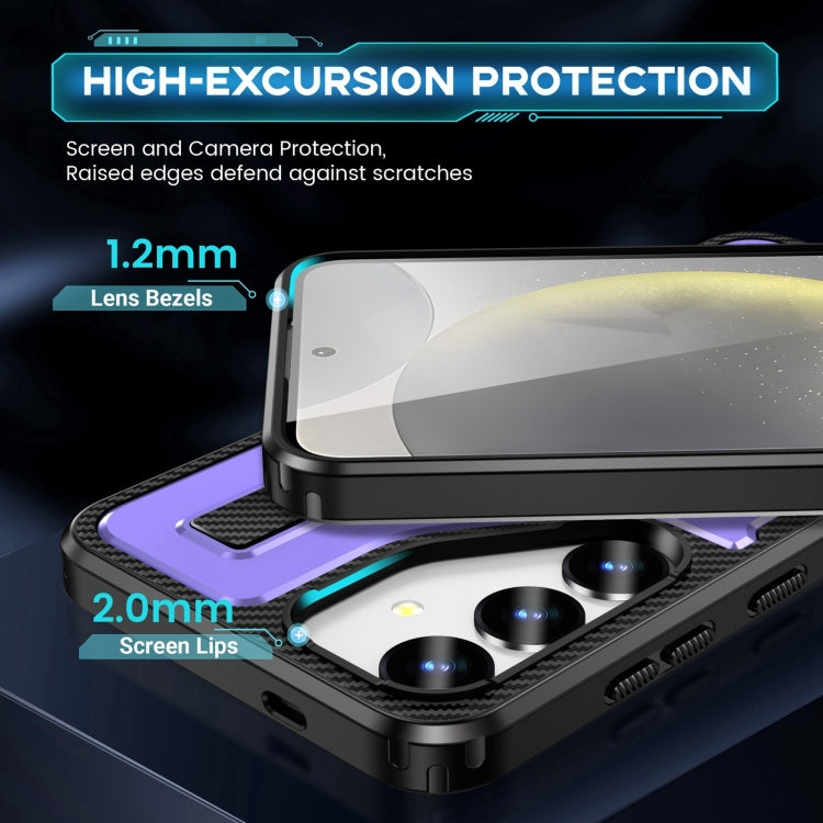 For Samsung Galaxy S25 5G Ring Holder Carbon Fiber PC Hybrid TPU Phone Case(Purple) - Galaxy S25 5G Cases by PMC Jewellery | Online Shopping South Africa | PMC Jewellery | Buy Now Pay Later Mobicred