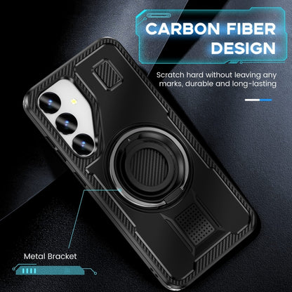 For Samsung Galaxy S25+ 5G Ring Holder Carbon Fiber PC Hybrid TPU Phone Case(Black) - Galaxy S25+ 5G Cases by PMC Jewellery | Online Shopping South Africa | PMC Jewellery | Buy Now Pay Later Mobicred