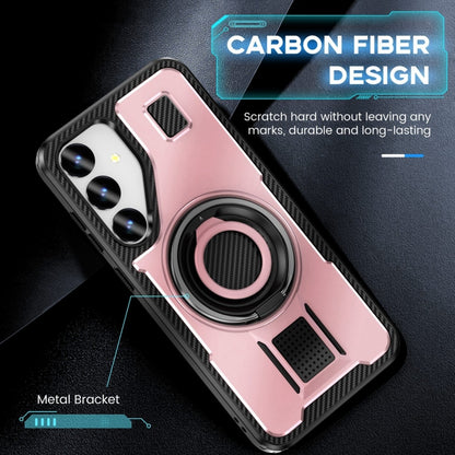 For Samsung Galaxy S25+ 5G Ring Holder Carbon Fiber PC Hybrid TPU Phone Case(Rose Gold) - Galaxy S25+ 5G Cases by PMC Jewellery | Online Shopping South Africa | PMC Jewellery | Buy Now Pay Later Mobicred