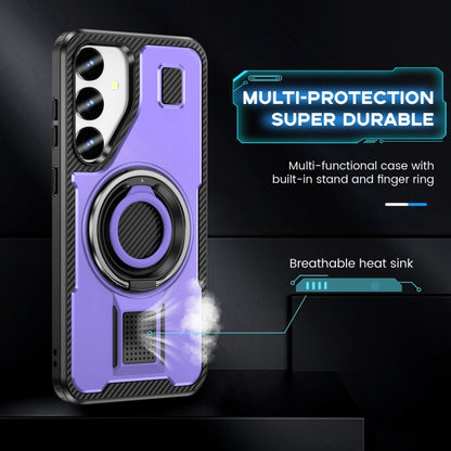 For Samsung Galaxy S25+ 5G Ring Holder Carbon Fiber PC Hybrid TPU Phone Case(Purple) - Galaxy S25+ 5G Cases by PMC Jewellery | Online Shopping South Africa | PMC Jewellery | Buy Now Pay Later Mobicred