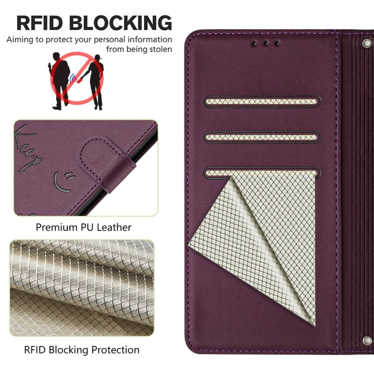 For Ulefone Note 18 Ultra 5G Smile Embossing RFID Leather Phone Case(Violet) - Ulefone Cases by PMC Jewellery | Online Shopping South Africa | PMC Jewellery | Buy Now Pay Later Mobicred