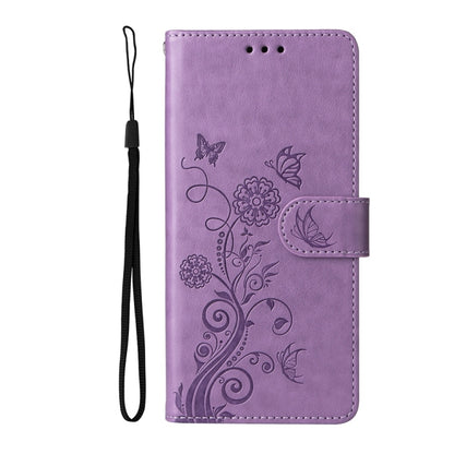 For Samsung Galaxy S25+ 5G Embossed Butterfly Flowers Leather Phone Case(Purple) - Galaxy S25+ 5G Cases by PMC Jewellery | Online Shopping South Africa | PMC Jewellery | Buy Now Pay Later Mobicred