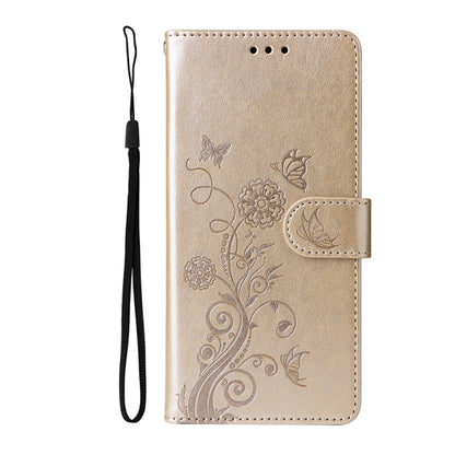 For Samsung Galaxy S25 Ultra 5G Embossed Butterfly Flowers Leather Phone Case(Gold) - Galaxy S25 Ultra 5G Cases by PMC Jewellery | Online Shopping South Africa | PMC Jewellery | Buy Now Pay Later Mobicred