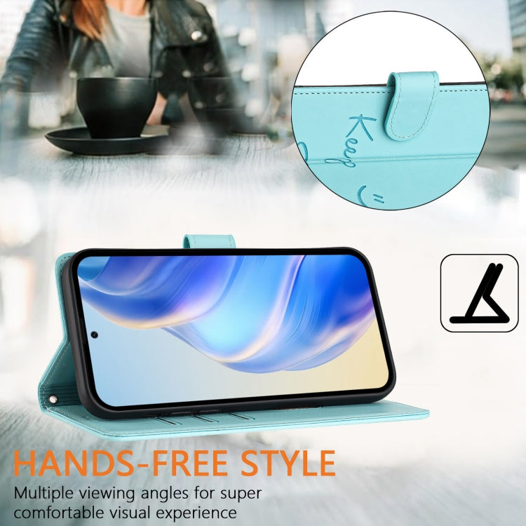 For Honor Magic6 Pro 5G Global Smile Embossing RFID Leather Phone Case(Mint Green) - Honor Cases by PMC Jewellery | Online Shopping South Africa | PMC Jewellery | Buy Now Pay Later Mobicred