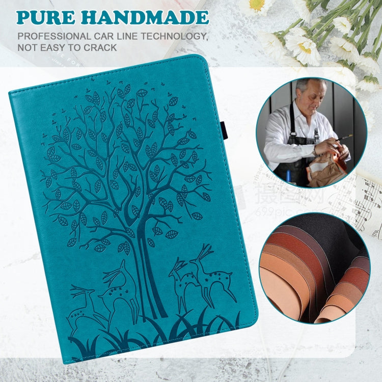 For Honor Pad X9 Tree & Deer Embossed Leather Tablet Case(Blue) - Honor by PMC TechLife | Online Shopping South Africa | PMC TechLife | Buy Now Pay Later Mobicred