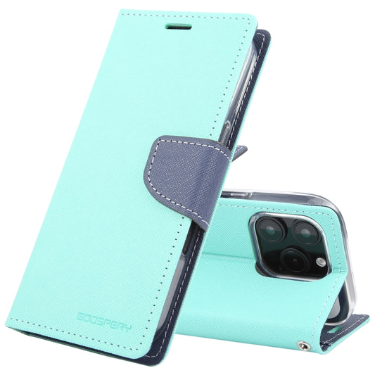 For iPhone 16 Pro GOOSPERY FANCY DIARY Cross Texture Leather Phone Case(Mint Green) - iPhone 16 Pro Cases by GOOSPERY | Online Shopping South Africa | PMC Jewellery | Buy Now Pay Later Mobicred