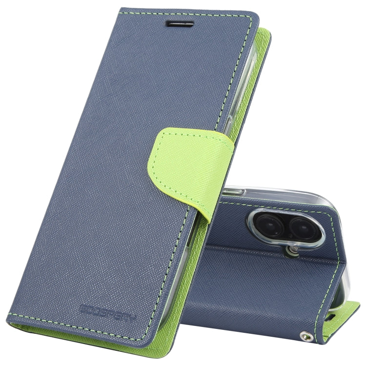 For iPhone 16 Plus GOOSPERY FANCY DIARY Cross Texture Leather Phone Case(Navy Blue) - iPhone 16 Plus Cases by GOOSPERY | Online Shopping South Africa | PMC Jewellery | Buy Now Pay Later Mobicred