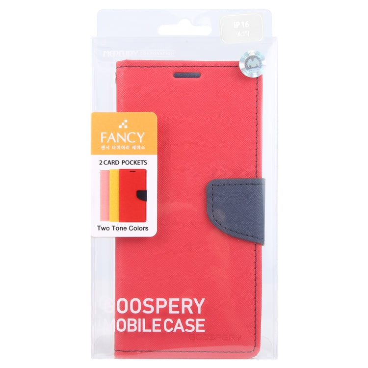 For iPhone 16 Plus GOOSPERY FANCY DIARY Cross Texture Leather Phone Case(Red) - iPhone 16 Plus Cases by GOOSPERY | Online Shopping South Africa | PMC Jewellery | Buy Now Pay Later Mobicred