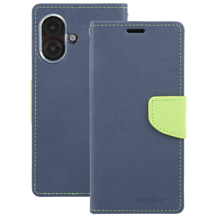 For iPhone 16 GOOSPERY FANCY DIARY Cross Texture Leather Phone Case(Navy Blue) - iPhone 16 Cases by GOOSPERY | Online Shopping South Africa | PMC Jewellery | Buy Now Pay Later Mobicred