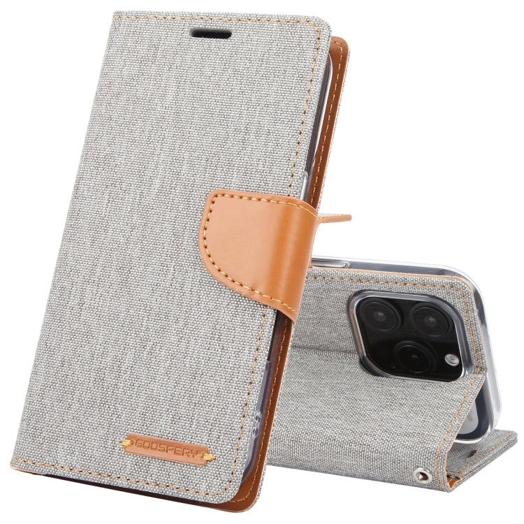 For iPhone 16 Pro Max GOOSPERY CANVAS DIARY Fabric Texture Flip Leather Phone Case(Grey) - iPhone 16 Pro Max Cases by GOOSPERY | Online Shopping South Africa | PMC Jewellery | Buy Now Pay Later Mobicred