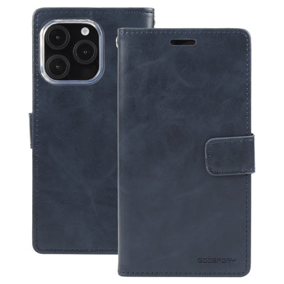 For iPhone 16 Pro GOOSPERY BLUE MOON Crazy Horse Texture Leather Phone Case(Dark Blue) - iPhone 16 Pro Cases by GOOSPERY | Online Shopping South Africa | PMC Jewellery | Buy Now Pay Later Mobicred