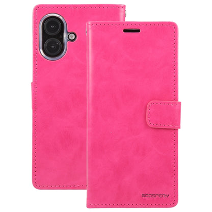 For iPhone 16 Plus GOOSPERY BLUE MOON Crazy Horse Texture Leather Phone Case(Rose Red) - iPhone 16 Plus Cases by GOOSPERY | Online Shopping South Africa | PMC Jewellery | Buy Now Pay Later Mobicred