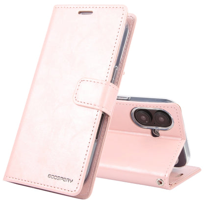 For iPhone 16 GOOSPERY BLUE MOON Crazy Horse Texture Leather Phone Case(Rose Gold) - iPhone 16 Cases by GOOSPERY | Online Shopping South Africa | PMC Jewellery | Buy Now Pay Later Mobicred