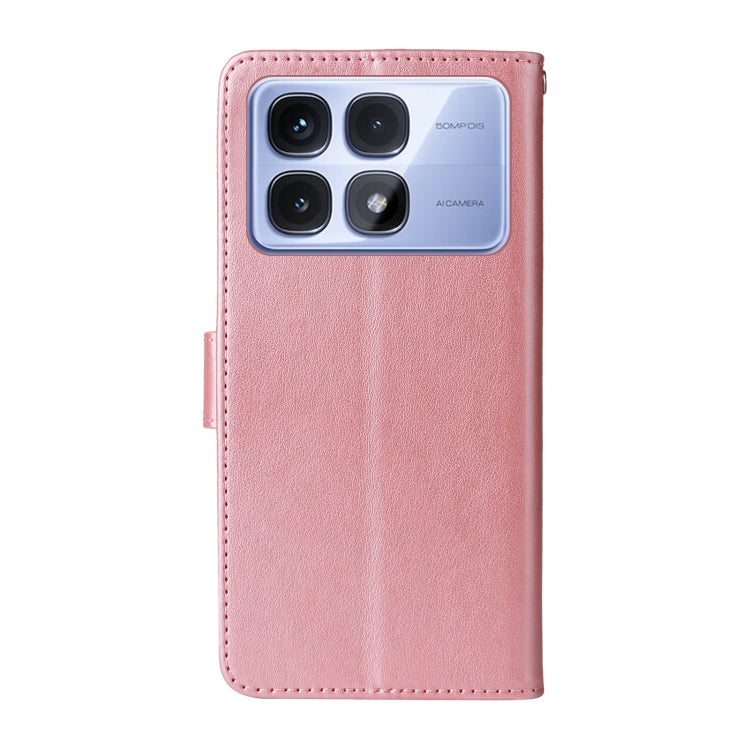 For Redmi K70 Ultra Embossed Butterfly Flowers Leather Phone Case(Rose Gold) - Xiaomi Cases by PMC Jewellery | Online Shopping South Africa | PMC Jewellery | Buy Now Pay Later Mobicred