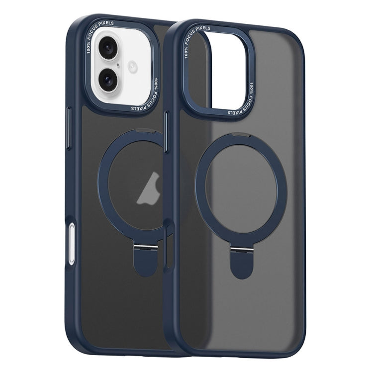 For iPhone 16 Plus Skin Feel MagSafe Magnetic Holder Phone Case(Dark Blue) - iPhone 16 Plus Cases by PMC Jewellery | Online Shopping South Africa | PMC Jewellery | Buy Now Pay Later Mobicred