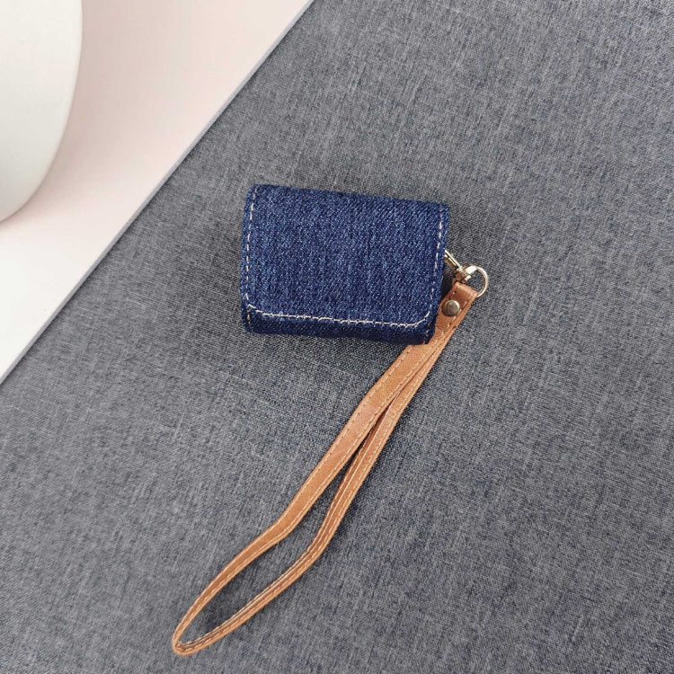 For AirPods Pro 2 Cowboy Fabric Texture PU Headset Protective Bag(Dark Blue) - For AirPods Pro 2 by PMC Jewellery | Online Shopping South Africa | PMC Jewellery | Buy Now Pay Later Mobicred