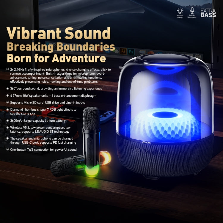 WEKOME Beluga D16 Spiritful Island Desktop Bluetooth Speaker With Dual Microphones(Black) - free shipping - PMC Jewellery - Order now!