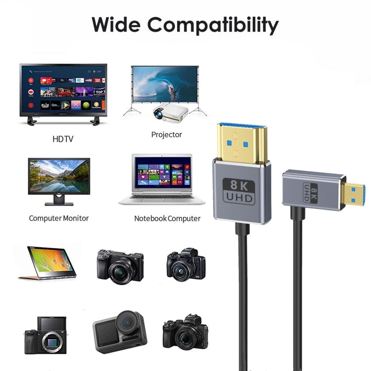 60cm Coaxial Micro HDMI to HDMI 8K UHD 48Gbps Video Connection Cable, Style:Right Elbow - Cable by PMC Jewellery | Online Shopping South Africa | PMC Jewellery | Buy Now Pay Later Mobicred