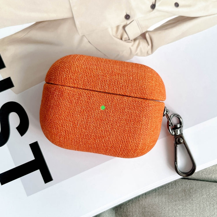 For AirPods 3 Fine Cloth Texture Earbuds Box PC Case with Hook(Orange) - For AirPods 3 by PMC Jewellery | Online Shopping South Africa | PMC Jewellery | Buy Now Pay Later Mobicred