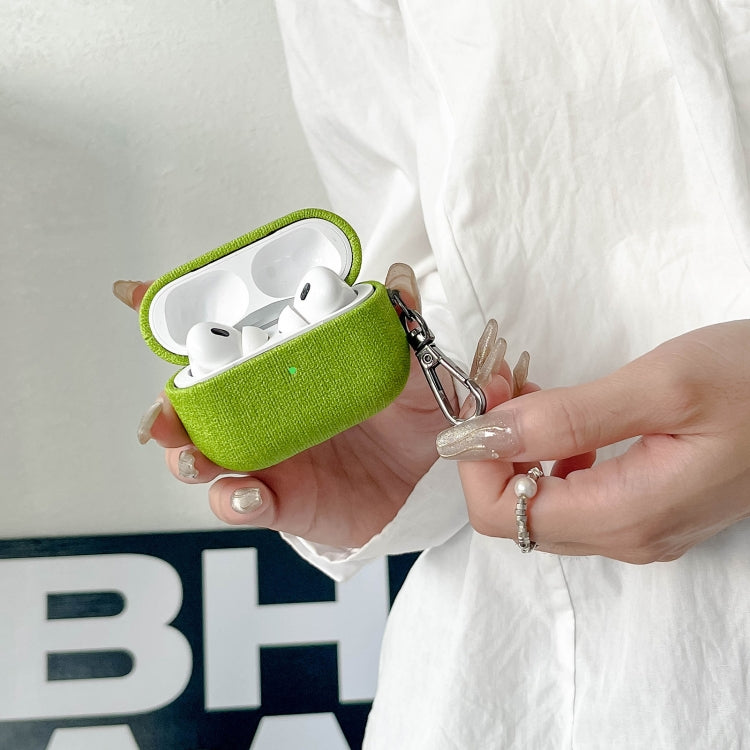 For AirPods Pro Fine Cloth Texture Earbuds Box PC Case with Hook(Green) - For AirPods Pro by PMC Jewellery | Online Shopping South Africa | PMC Jewellery | Buy Now Pay Later Mobicred