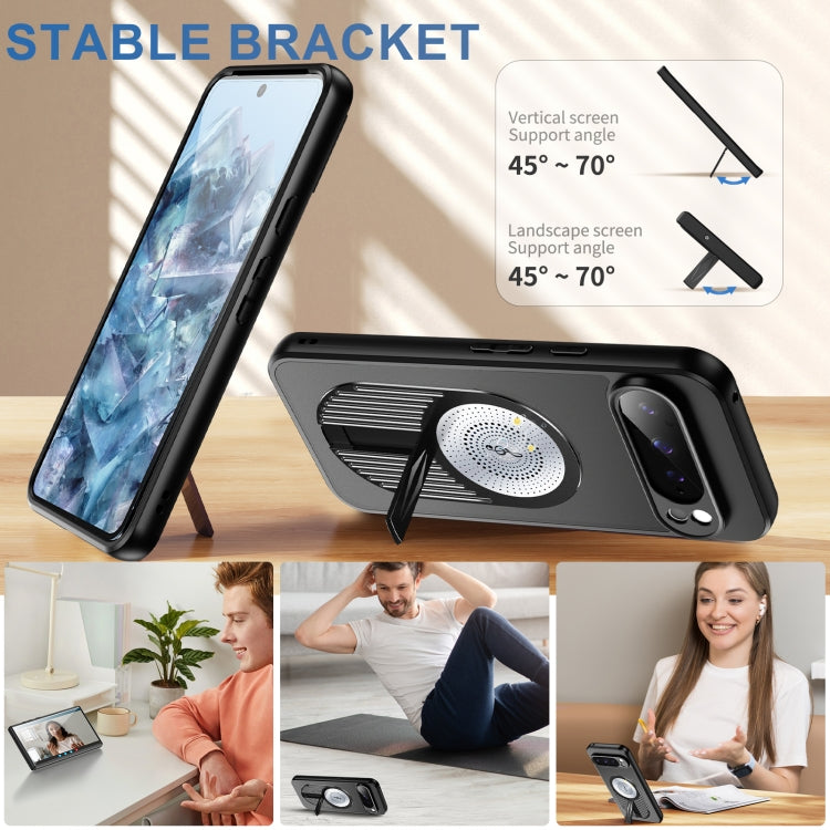 For Google Pixel 9 / 9 Pro Heat Dissipation Aromatherapy MagSafe Holder Phone Case(Black) - Google Cases by PMC TechLife | Online Shopping South Africa | PMC TechLife | Buy Now Pay Later Mobicred