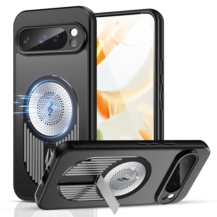 For Google Pixel 9 Pro XL Heat Dissipation Aromatherapy MagSafe Holder Phone Case(Black) - Google Cases by PMC TechLife | Online Shopping South Africa | PMC TechLife | Buy Now Pay Later Mobicred
