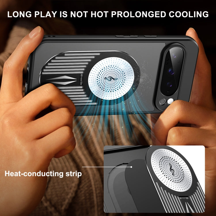 For Google Pixel 9 Pro XL Heat Dissipation Aromatherapy MagSafe Holder Phone Case(Black) - Google Cases by PMC TechLife | Online Shopping South Africa | PMC TechLife | Buy Now Pay Later Mobicred