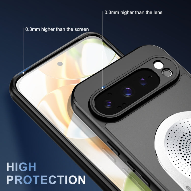 For Google Pixel 9 Pro XL Heat Dissipation Aromatherapy MagSafe Holder Phone Case(Silver) - Google Cases by PMC TechLife | Online Shopping South Africa | PMC TechLife | Buy Now Pay Later Mobicred