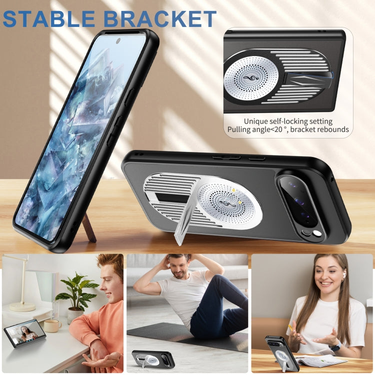 For Google Pixel 9 Pro XL Heat Dissipation Aromatherapy MagSafe Holder Phone Case(Silver) - Google Cases by PMC TechLife | Online Shopping South Africa | PMC TechLife | Buy Now Pay Later Mobicred