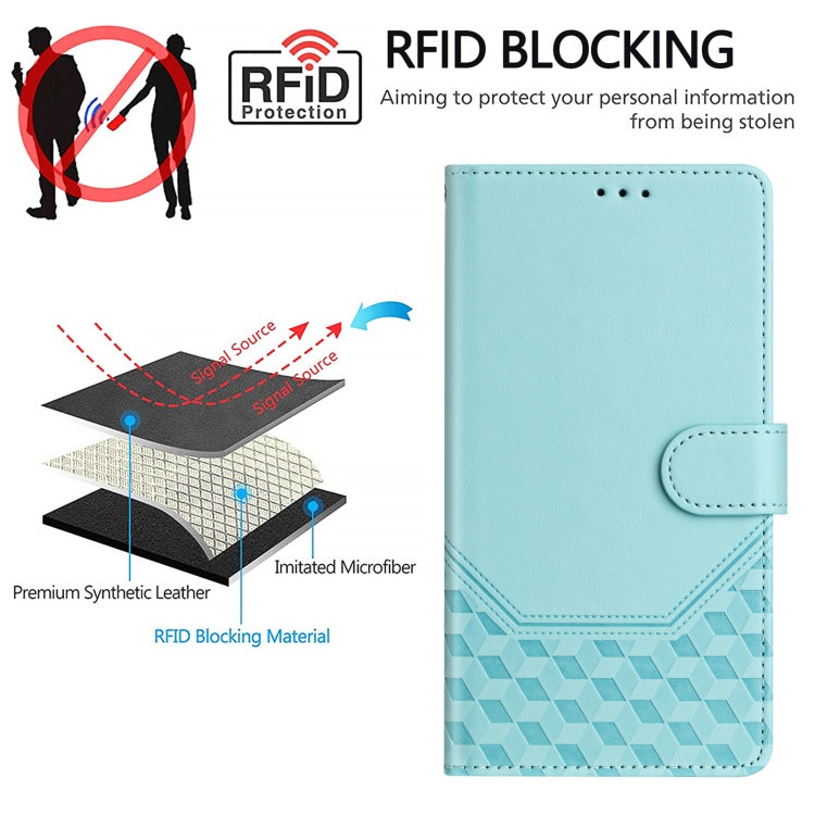 For Ulefone Note 14 Honeycomb Embossing RFID Leather Phone Case(Mint Green) - Ulefone Cases by PMC Jewellery | Online Shopping South Africa | PMC Jewellery | Buy Now Pay Later Mobicred