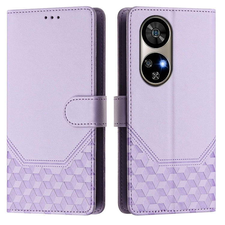 For Ulefone Note 17 Pro Honeycomb Embossing RFID Leather Phone Case(Light Purple) - Ulefone Cases by PMC Jewellery | Online Shopping South Africa | PMC Jewellery | Buy Now Pay Later Mobicred