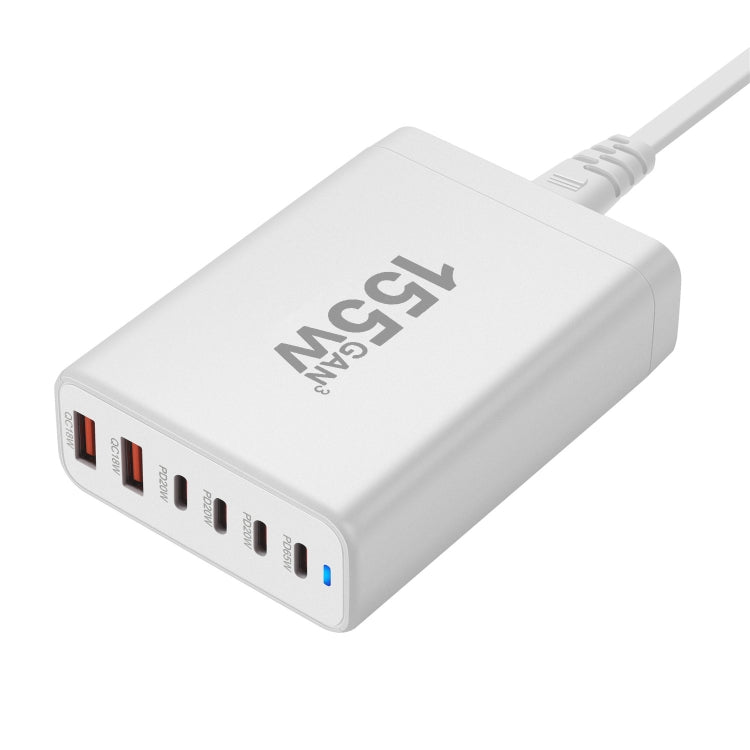 155W 4Type-C, 2USB 6-Ports Desktop Fast Charger, Plug Type:AU Plug(White) - Multifunction Charger by PMC Jewellery | Online Shopping South Africa | PMC Jewellery | Buy Now Pay Later Mobicred