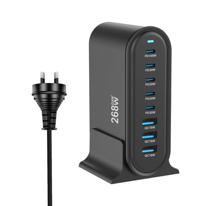 YMX-968 268W 5Type-C, 3USB 8-Ports Desktop Fast Charger, Plug Type:AU Plug(Black) - Multifunction Charger by PMC Jewellery | Online Shopping South Africa | PMC Jewellery | Buy Now Pay Later Mobicred