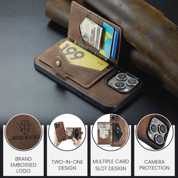 For iPhone 16 Pro Max JEEHOOD J01 Retro Magnetic Detachable Wallet Phone Case(Brown) - iPhone 16 Pro Max Cases by JEEHOOD | Online Shopping South Africa | PMC Jewellery | Buy Now Pay Later Mobicred