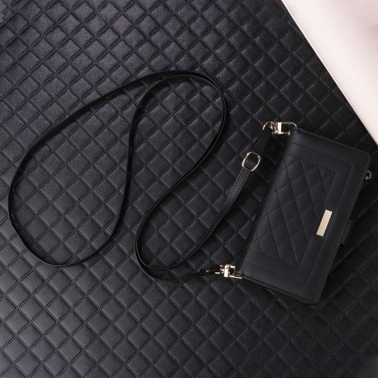 For Google Pixel 8a Crossbody Zipper Wallet Rhombus Leather Phone Case(Black) - Google Cases by PMC TechLife | Online Shopping South Africa | PMC TechLife | Buy Now Pay Later Mobicred