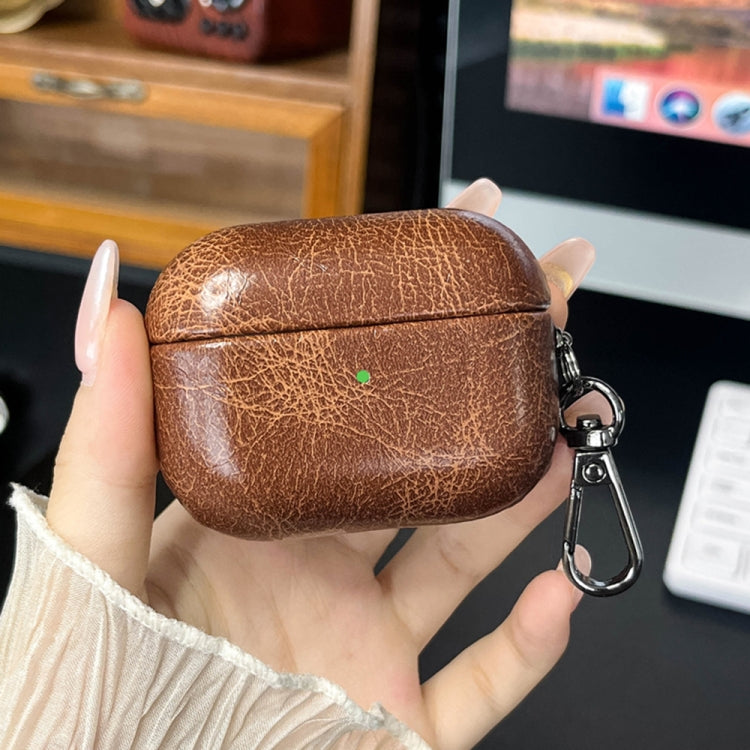 For AirPods 4 Retro Oil Leather Bluetooth Earphones Protective Case(Coffee) - For AirPods 4 by PMC Jewellery | Online Shopping South Africa | PMC Jewellery | Buy Now Pay Later Mobicred
