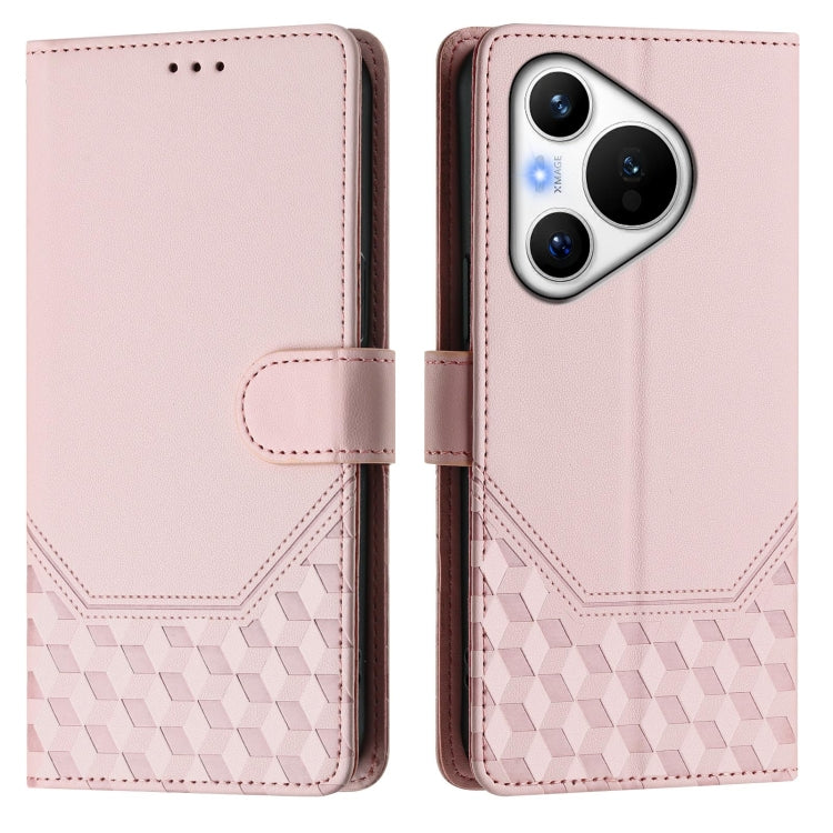 For Huawei Pura 70 Honeycomb Embossing RFID Leather Phone Case(Pink) - Huawei Cases by PMC Jewellery | Online Shopping South Africa | PMC Jewellery | Buy Now Pay Later Mobicred