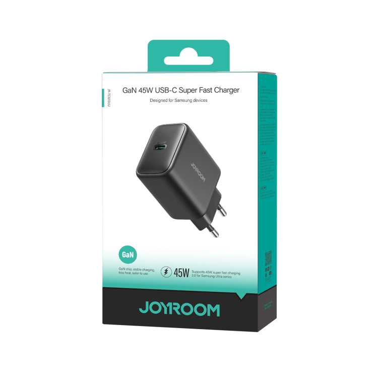 JOYROOM JR-TCG13 45W GaN USB-C / Type-C Port Super Fast Charger, Plug:EU Plug(Black) - USB Charger by JOYROOM | Online Shopping South Africa | PMC Jewellery | Buy Now Pay Later Mobicred