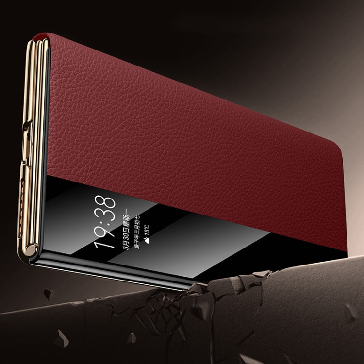 For Huawei Mate XT Ultimate Design View Window Genuine Leather Electroplating Phone Case(Black Gold) - Huawei Cases by PMC TechLife | Online Shopping South Africa | PMC TechLife | Buy Now Pay Later Mobicred