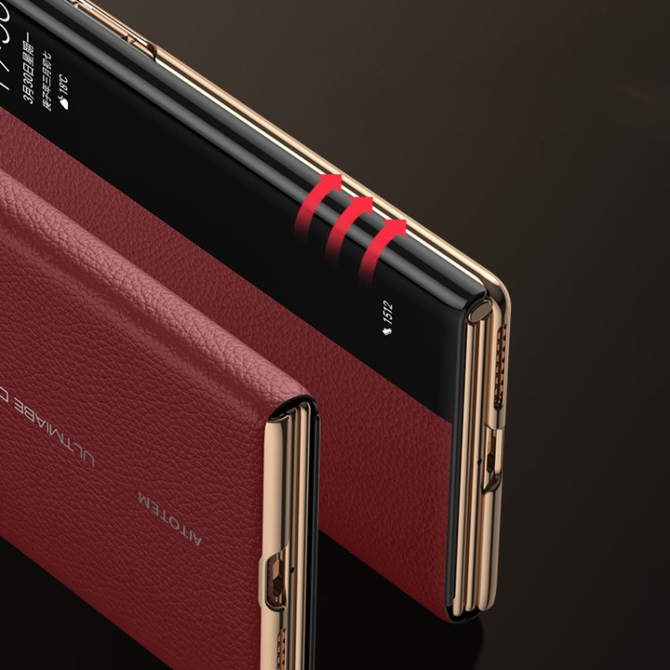 For Huawei Mate XT Ultimate Design View Window Genuine Leather Electroplating Phone Case(Black Gold) - Huawei Cases by PMC TechLife | Online Shopping South Africa | PMC TechLife | Buy Now Pay Later Mobicred
